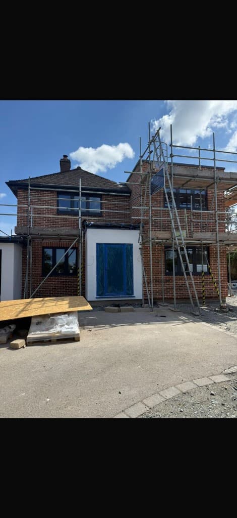 Steel frame extension build in progress